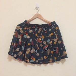 Vintage pleated tennis skirt side zip button 70s